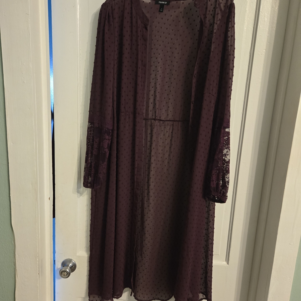 Torrid Plum Textured Sheer Kimono